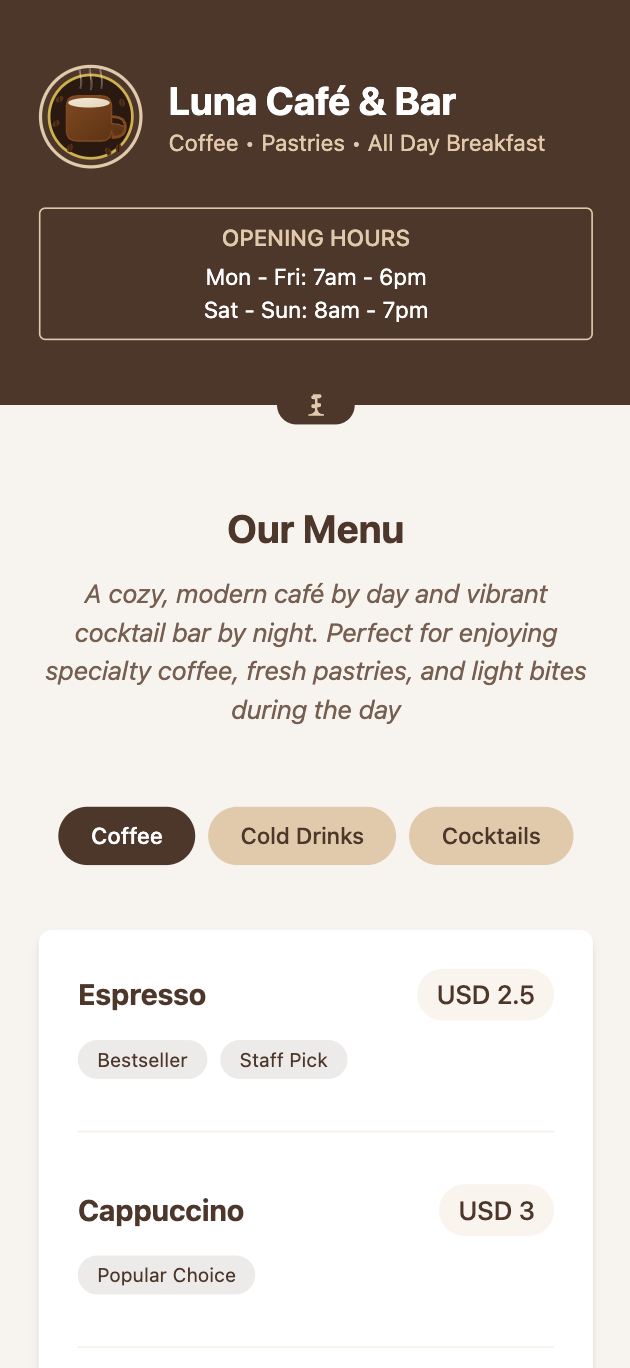 Cafe Menu Template preview