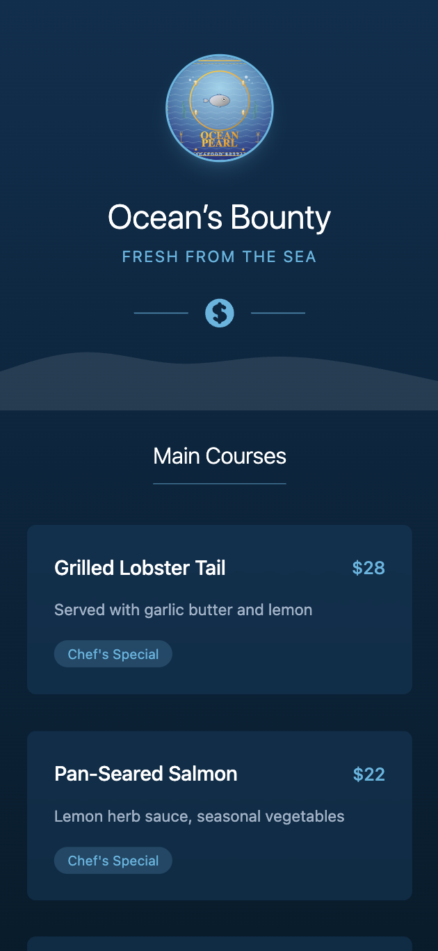 Seaside menu template